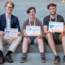 The three winners of the PASC best poster awards, from left to right: Martin Karp, Theresa Pollinger, Stefan Strub